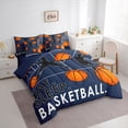 thumbnail image 2 of Castle Fairy Eat Sleep Basketball Twin Bedding 7-Piece, Sport Ball Gamer Bedding Comforter Set, Navy Orange,Navy Blue Reversible, 2 of 7