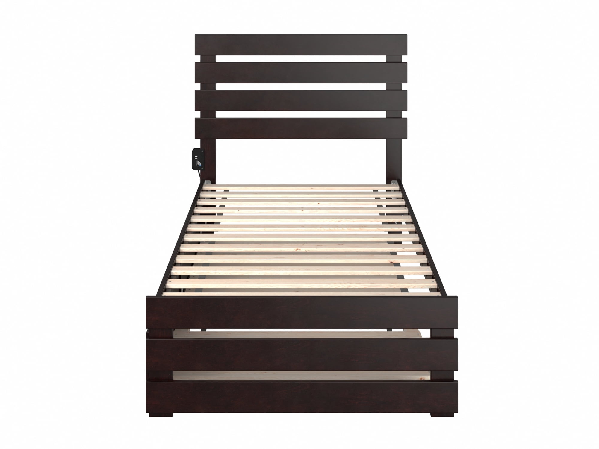 AFI Oxford Twin Wood Platform Bed with Headboard, Footboard & Twin Trundle, Espresso