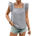 thumbnail image 2 of LWavelet Women's Square Neck Pleated Sleeveless Blouse – Flowy Casual Summer Top White L, 2 of 5