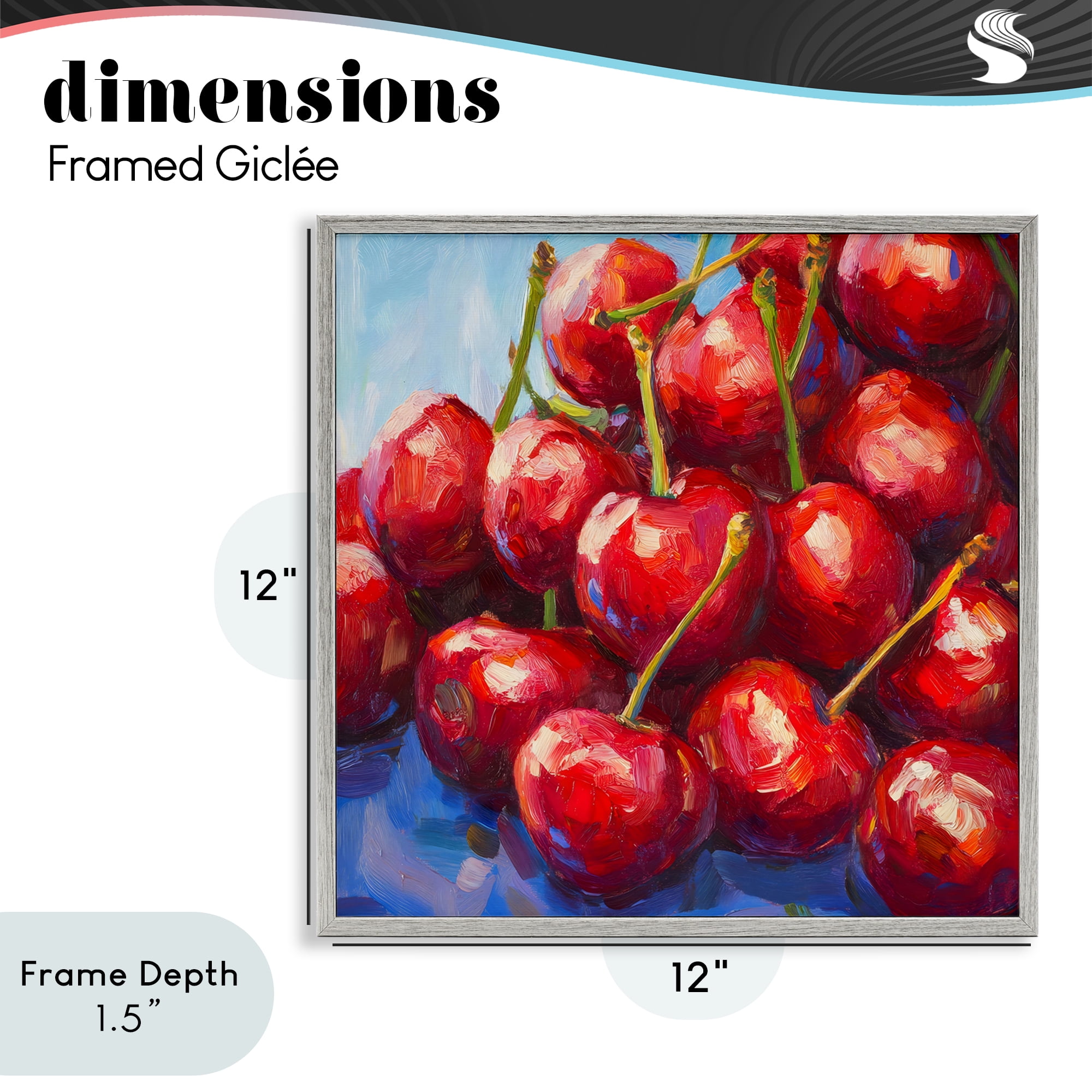 Stupell Industries Luscious Red Cherries of Summer Gray Framed Giclee Art, design by Petal Prints Design