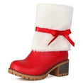 thumbnail image 4 of Women's Boot Furry Fluffy Short Snow Boot Mid-Calf Boots Warm Comfortable Outdoor -heel Shoes,Color:Red,Size:6, 4 of 9