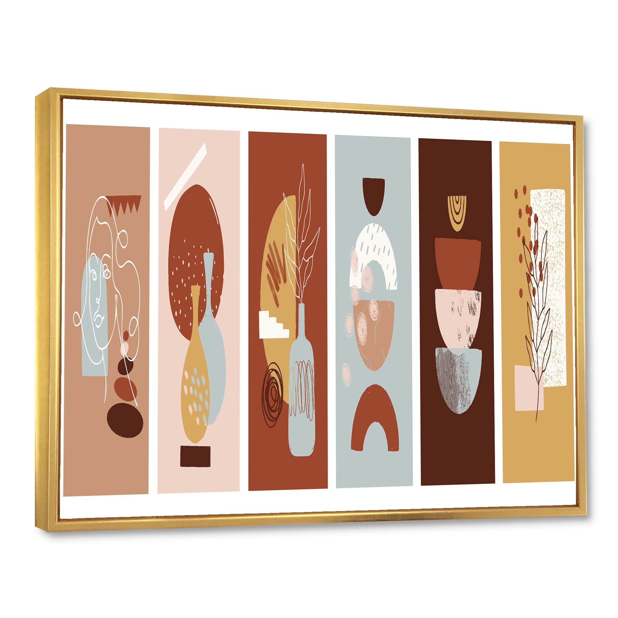 Designart 'Compostion Minimalistic of Organic Shapes V' Modern Framed Canvas Wall Art Print