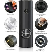 Uncahome 2 Pack Electric Salt and Pepper Grinder Set, Battery Powered - Automatic Salt Pepper Mill Grinder, Black