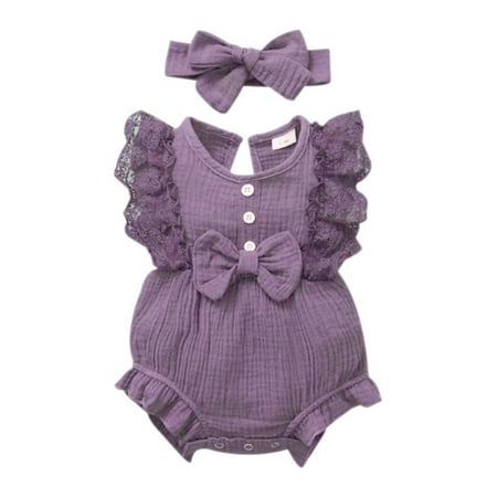 

HOTWINTER Toddler Baby Girl Ruffled Sleeveless Romper Casual Summer Jumpsuit Cotton Polyester Clothes