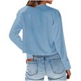 thumbnail image 3 of Scyoekwg Womens Blouses Dressy Casual Crew Neck Basic Short Tops Solid Color Loose Long Sleeve T Shirts Lightweight Fall Tops Trendy Pullover (Light Blue,L), 3 of 3
