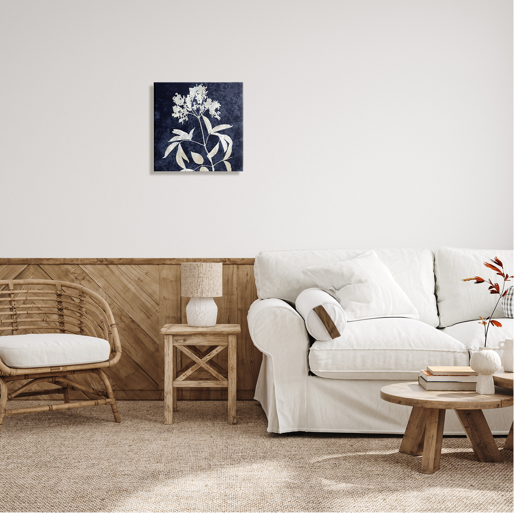 Stupell Industries Contemporary Flower Sprig Botanical Leaves Shapes Design Graphic Art Gallery Wrapped Canvas Print Wall Art, Design by Danielle Carson