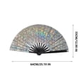 thumbnail image 2 of CSSAD Boots on the Ground Fan, Large Holographic Folding Handheld Fans for Line Dancing, Portable Craft Holding Colorful Stripe Hand Fan for Festival,Dance,Party, Wedding Dance Church, 2 of 6