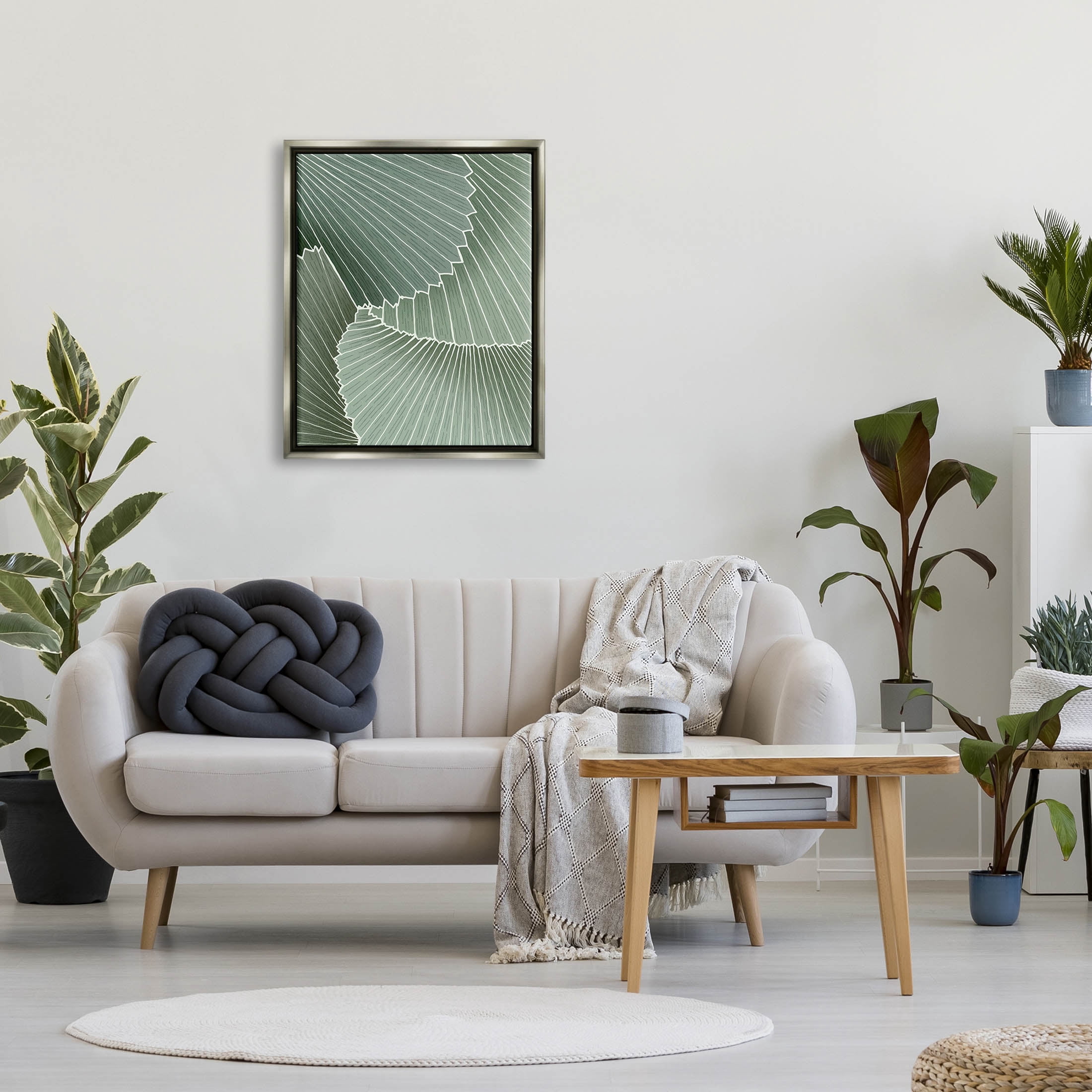 Modern Abstract Patterned Leaves Botanical & Floral Graphic Art Luster Gray Framed Art Print Wall Art