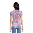 thumbnail image 3 of No Boundaries Rayon Juniors Tie Dye T-Shirt, Red Combo S, 3 of 5
