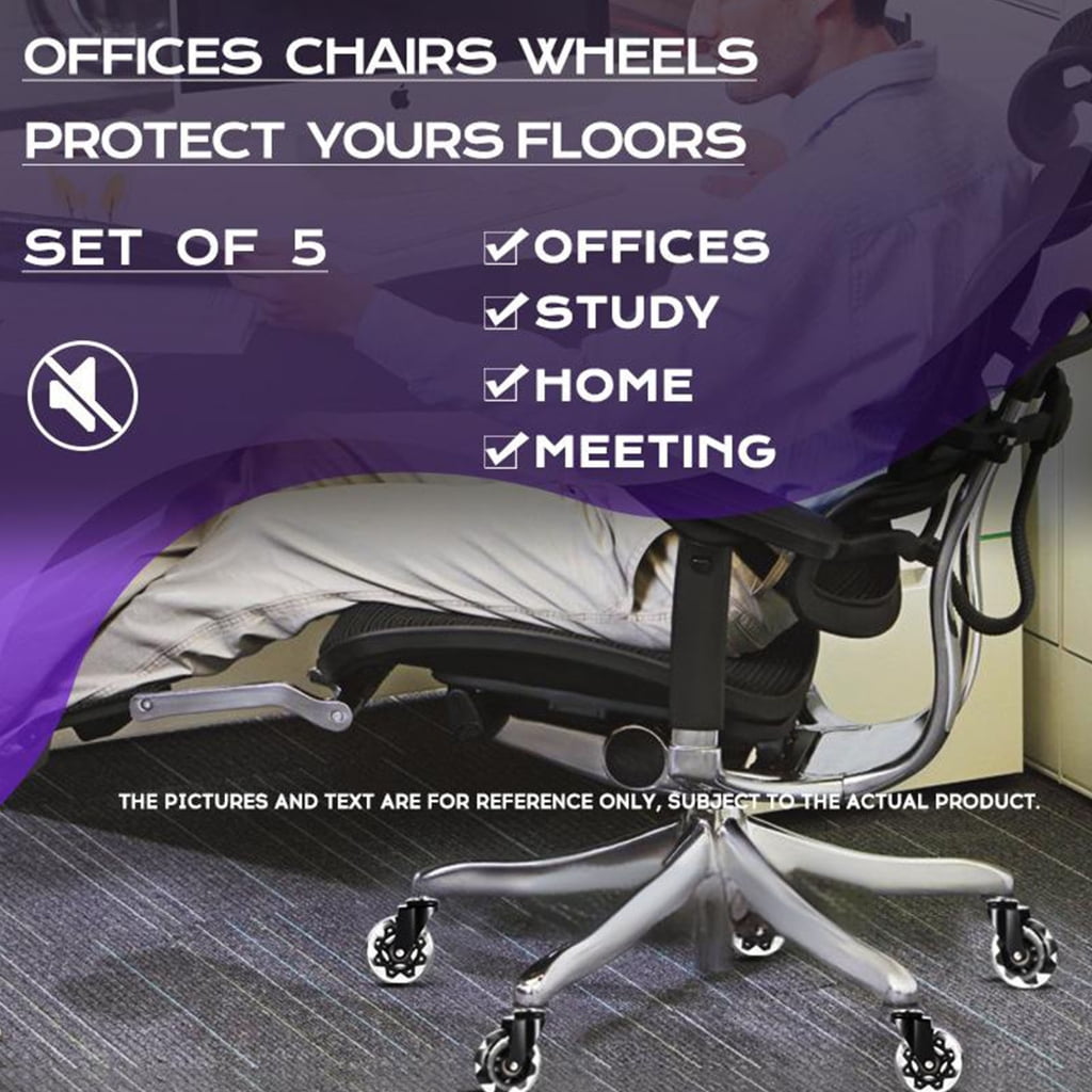 360 Swivel Office Chair Casters Heavy Duty Transparent Wheels Quiet Rolling Design