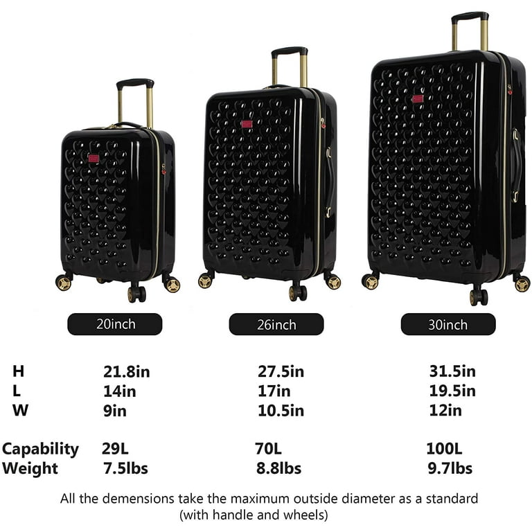 Betsey Johnson 3 Piece Hardside Luggage Set, Carry on and Checked