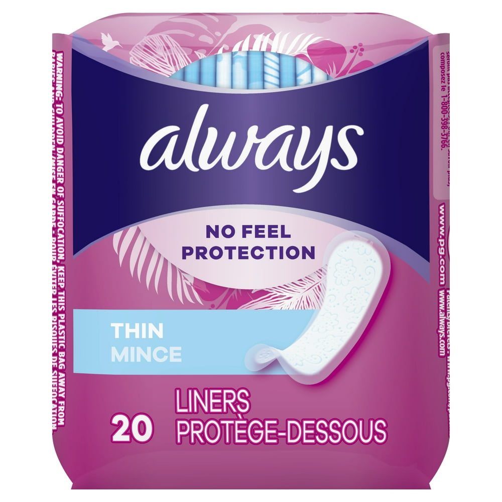 Always Thin Regular Daily Liners, Unscented, 20 Count