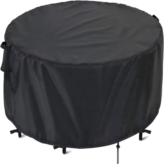 Kingling Patio Furniture Covers Waterproof, Round Patio Table Cover 48 inch Heavy Duty Outdoor Table Cover for Dining & Coffee Table Chair Set, Small Firepit Table All Weather Resistant-48''D x27''H