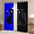 thumbnail image 2 of jejeloiu Romantic Valentine'S Day Curtains Pack of 2 (42x84 Each),Cute Cat Kitten Curtains Blackout,Deepblue Black Bedroom Curtains For Girls,Ultra Soft Home Decor, 2 of 6