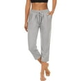 thumbnail image 3 of Beiwei Womens Workout Sweatpant Capri Jogger Running Cropped Pant Lounge Elastic Waist Track Activewear Pant with Side Pocket, 3 of 3