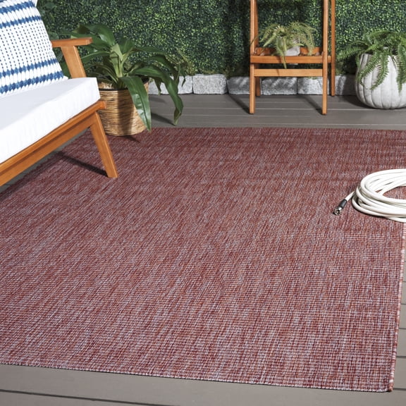 SAFAVIEH Courtyard Wayra Solid Indoor/Outdoor Area Rug, Red/Red, 9' x 12'