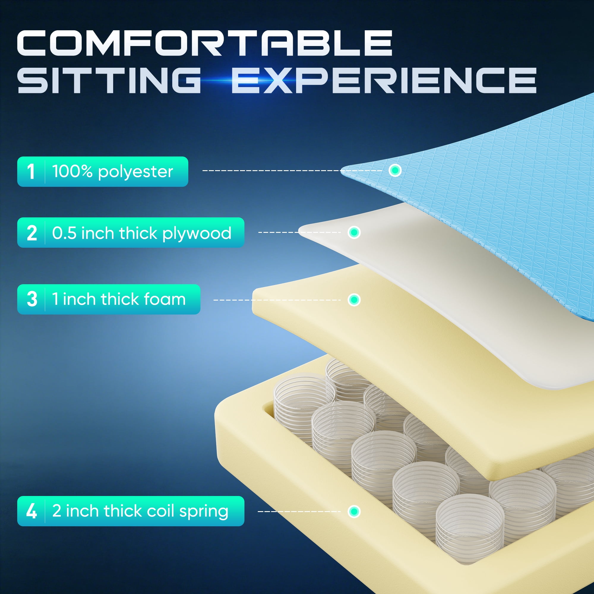 Gianna Gaming Chair with Footrest, Ergonomic High‑Back Computer Chair with Lumbar Support, Adjustable Height & Headrest, Green