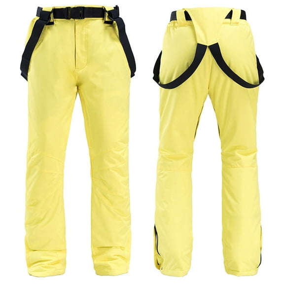 ASDFVBKG Snowboard Bibs Women Ski Pants Waterproof Loose Fit Windproof Overalls Warm Pants with Pockets with Adjustable Straps Outdoor 2025 Winter Cargo Yellow M