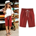 thumbnail image 2 of RMGVDSD Girls Summer Shorts Girls Bermuda Shorts Knee Length Cute Preppy Clothes Drawstring Long Shorts Elastic Waist Straight Leg Shorts Casual Pants 12-13 Years, 2 of 4