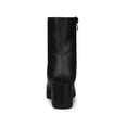 thumbnail image 2 of BLISSFUL STEP Women's Ankle Boots Square Toe Block Heel Side Zip Faux Leather Booties Black 10, 2 of 7