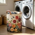 thumbnail image 7 of Boho Style Quilted Fabric Storage Basket, Lightweight Foldable Laundry Hamper With Handles, Multi-purpose Sundry Organizer for Dirty Clothes, Household Sorting And Daily Storage, 7 of 7