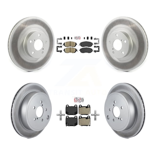Transit Auto Front Ceramic Rear Semi-Metallic Pads and Coated Disc Brake Rotors Kit for Car 2017 Subaru BRZ Limited Premium Without Brembo Brakes KGA-106128