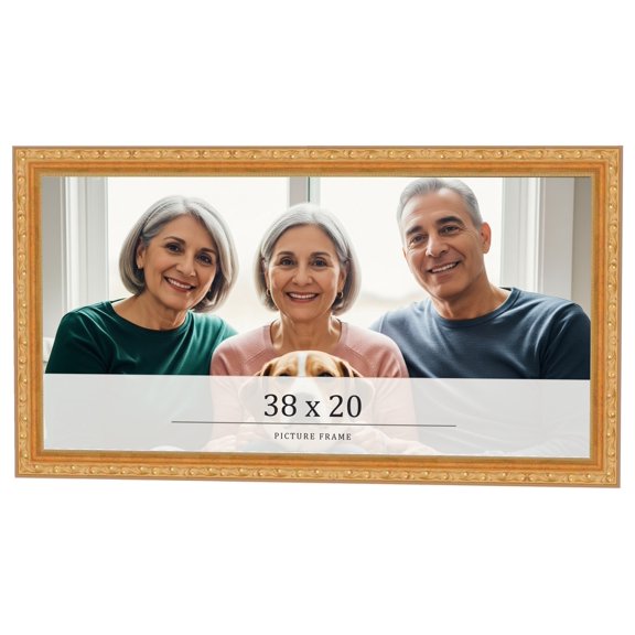 38x20 Frame Gold Solid Wood Picture Frame Width 1.125 Inches | Interior Frame Depth 0.375 Inches |