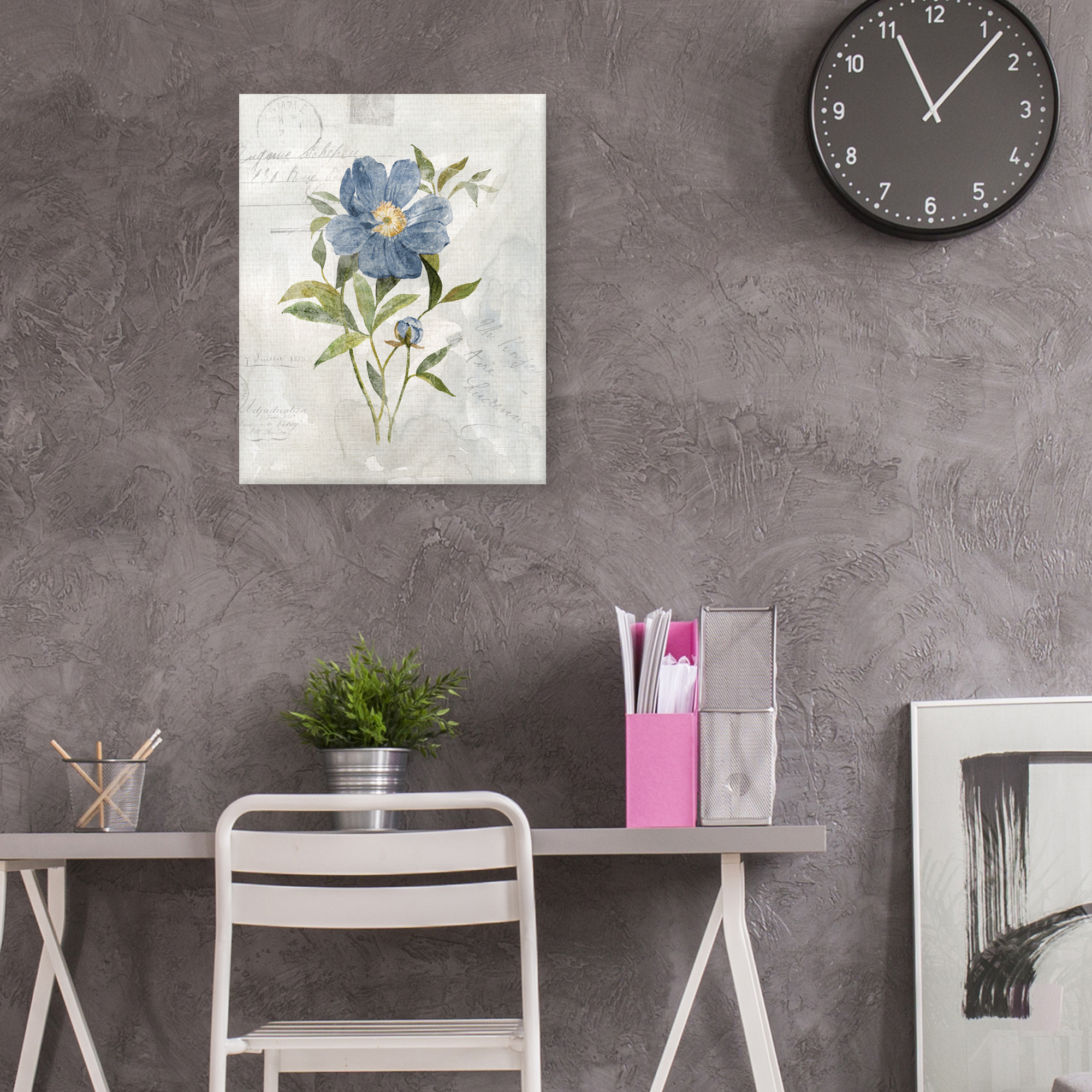 Blue Linen Peony by Carol Robinson Canvas Art Print