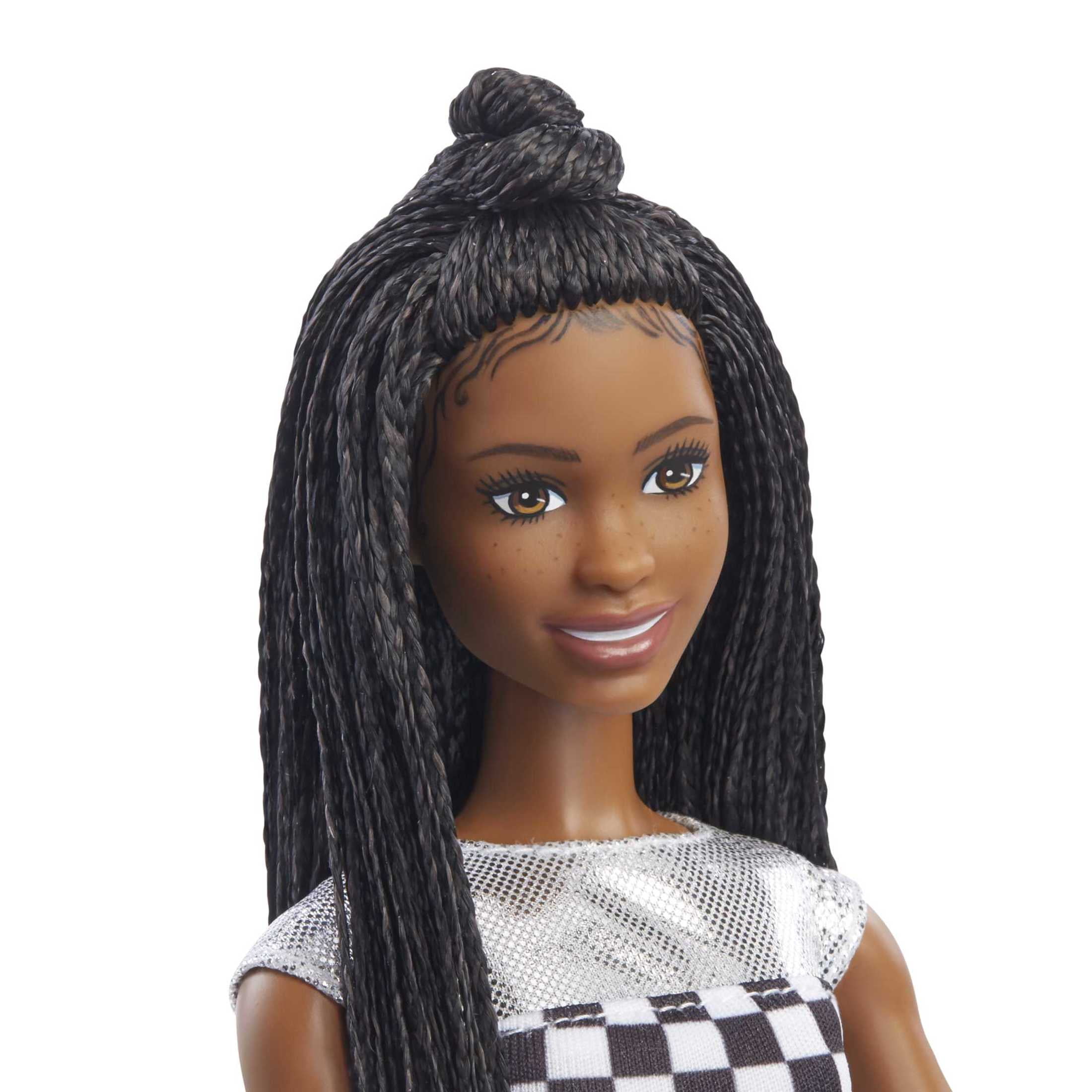 Barbie Big City Big Dreams Doll & Accessories, Brooklyn Doll in Shimmery Top with Bariaded Hair