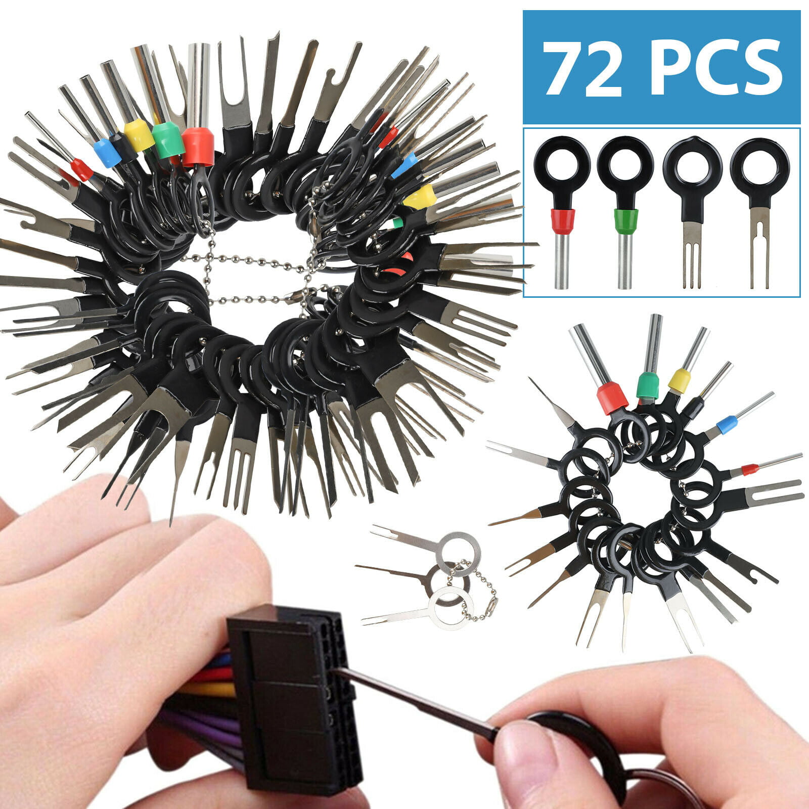Terminals Removal Key Tool Key Extractor Connector Depinning Tool Set 18pcs Car Pin Extractor Auto Electrical Extractor Puller 