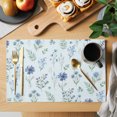 thumbnail image 2 of Blue Floral Spring Placemats Set of 8 Blue Farmhouse Green Botanical Chic Place Mats Indoor Wipeable Table Mats Washable Cloth Dining Table Placemats for Kitchen Holiday Party Home Decor 13x19 Inch, 2 of 9