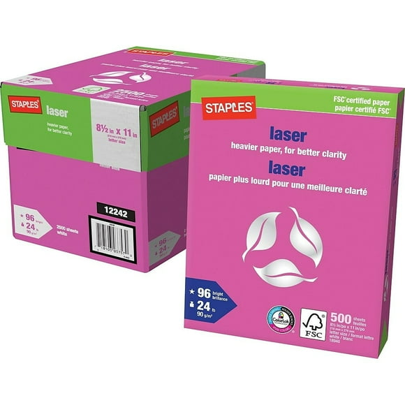 Papier Laser Certifié Fsc - 24 lb - 8.5" x 11" - Blanc - 2500 Feuilles