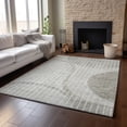 thumbnail image 5 of HomeRoots 657682 9 x 12 ft. Taupe & Ivory Striped Transitional Washable Machine Made Rectangle Area Rug with UV Protection, 5 of 9
