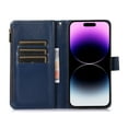 thumbnail image 3 of Nalacover Case for iPhone 14 Pro Max Zipper Wallet Case, 9 Card Slots Holder Premium PU Leather Wrist Strap Handbag Flip Cover with Kickstand Magnetic Clasp Soft TPU Anti-Drop Case,Blue, 3 of 7