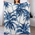 thumbnail image 4 of Indigo Blue Palm Tree Blanket Navy Blue Palm Tree Soft Warm Throw Blankets 30"x40" Flannel Cozy Warm Plush Lightweight Throw Blanket for Couch Bed Sofa Gift Idea, 4 of 6