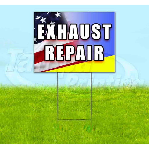 Exhaust Repair (18" x 24") Yard Sign, Includes Metal Step Stake