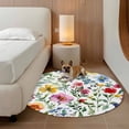 thumbnail image 2 of Spring Floral Round Area&nbsp;Rug 6ft Gradient Pink Blue Yellow Flowers Romantic Farmhouse Non-Slip&nbsp;Washable Circle Rugs Soft Felt Indoor Floor Mat for Bedroom Kitchen Living Room Bathroom, 2 of 9
