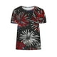thumbnail image 5 of Tops de Ajuste Suelto para las Mujeres Sudadera Casual Impresa Manga Corta Cuello Redondo Superior, Poliéster, 5 of 6