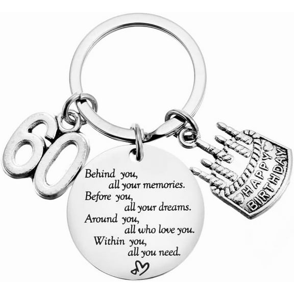 60th Birthday Gifts Keychain for Women Men 60 Birthday Gift for Dad Mom Behind You All Your Memories Keyring for Friends 60 Year Old Birthday Gift 60 th Birthday Gifts