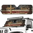 thumbnail image 2 of Uorisanigo Windshield Sun Shade Sun Visor Heat Shield Cross American Flag Front Window Sunshade Windshield for 2024 2025 Jeep Wrangler 4XE Keep Vehicle Cool Protect Your Car from UV Heat, 2 of 7