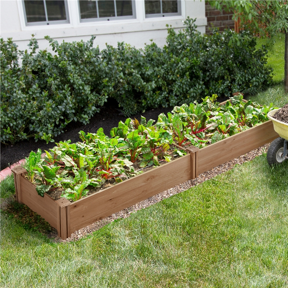 Renwick Wooden Raised Garden Bed Divisible Planter Box,Dark Brown