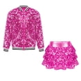 thumbnail image 3 of Hansber Kids Girls Sequins Hip Hop Jazz Dance Outfits Sparkly Long Sleeve Zipper Bomber Jacket with Skirts Hot Pink 10, 3 of 7