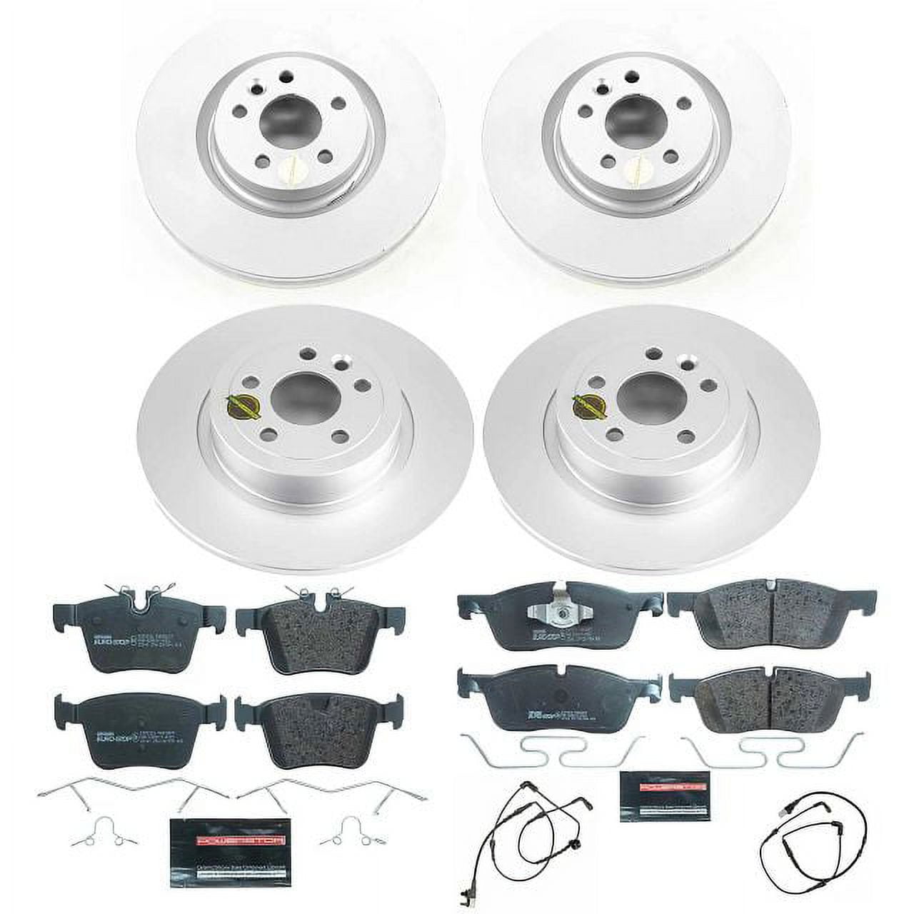 Power Stop Front and Rear Euro-Stop ECE-R90 Certified Brake Pad and Rotor Kit ESK7992 Fits 2017 Land Rover Range Rover Evoque