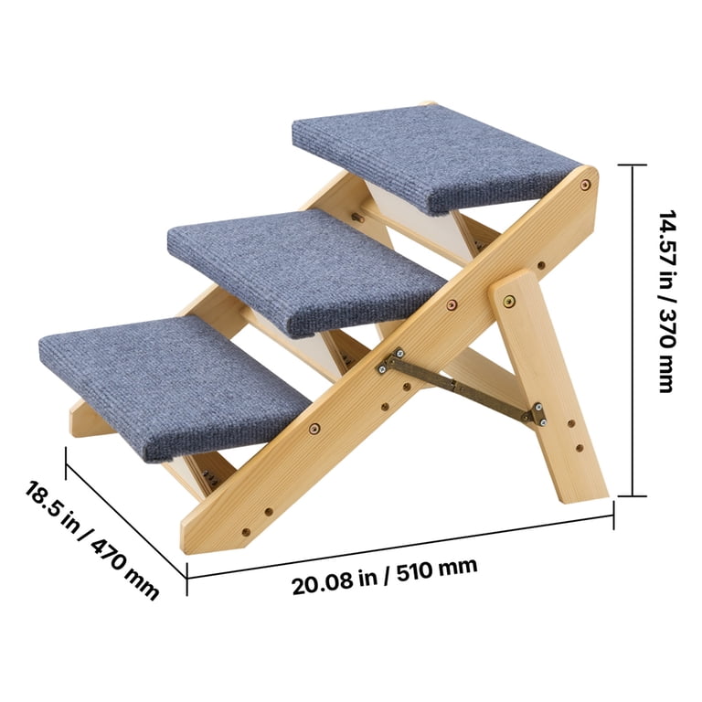 KFFKFF Wooden 3-Step Pet Stairs, Foldable Design photo 8