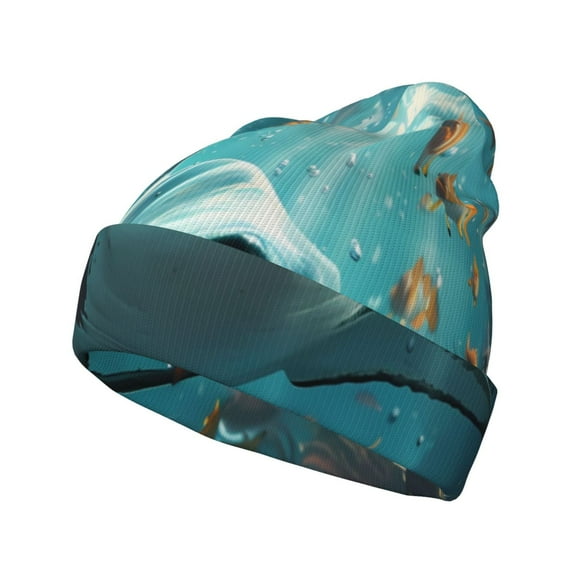 Yiaed Realistic Ocean Shark Print Winter Beanie for Men Women, Fleece Lined Beanie Soft Warm Knit Hat Ski Stocking Cuffed Ca