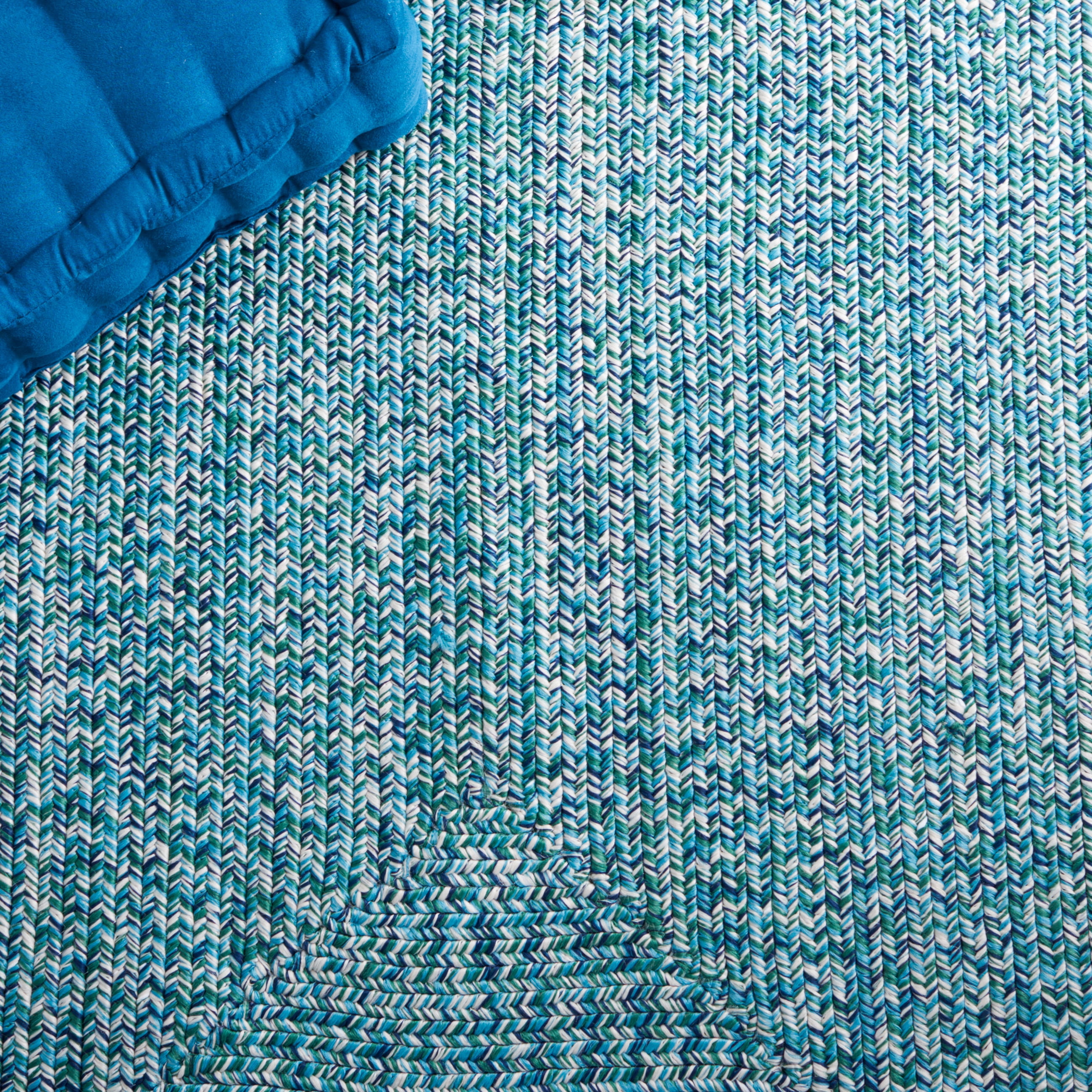 SAFAVIEH Braided Gino Distressed Machine Washable Reversible Area Rug, Teal/Green, 2'3" x 4'
