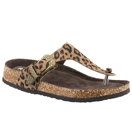

Roper Womens 09-021-0607-2880 Women`s Leopard Hair On Thong Sandal 5 Brown