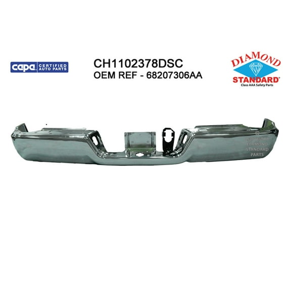REAR STEP BUMPER FACE BAR; CHROME; WITHOUT PARK ASSIST SENSOR HOLES;  FOR 2500/3500 SERIES; MADE OF HIGH STRENGTH STEEL; [CH]