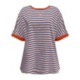 thumbnail image 4 of iTNHFP Cute Tops Women'S Summer Striped Color Block Round Neck Batwing T Shirt, 4 of 4