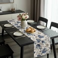 thumbnail image 2 of Blue Gray Spring Floral Table Runner 108 Inches Long, Vintage Botanical Kitchen Coffee Dining Table Decoration for Home Party Birthday Wedding Home Decor 13x108 Inches, 2 of 8